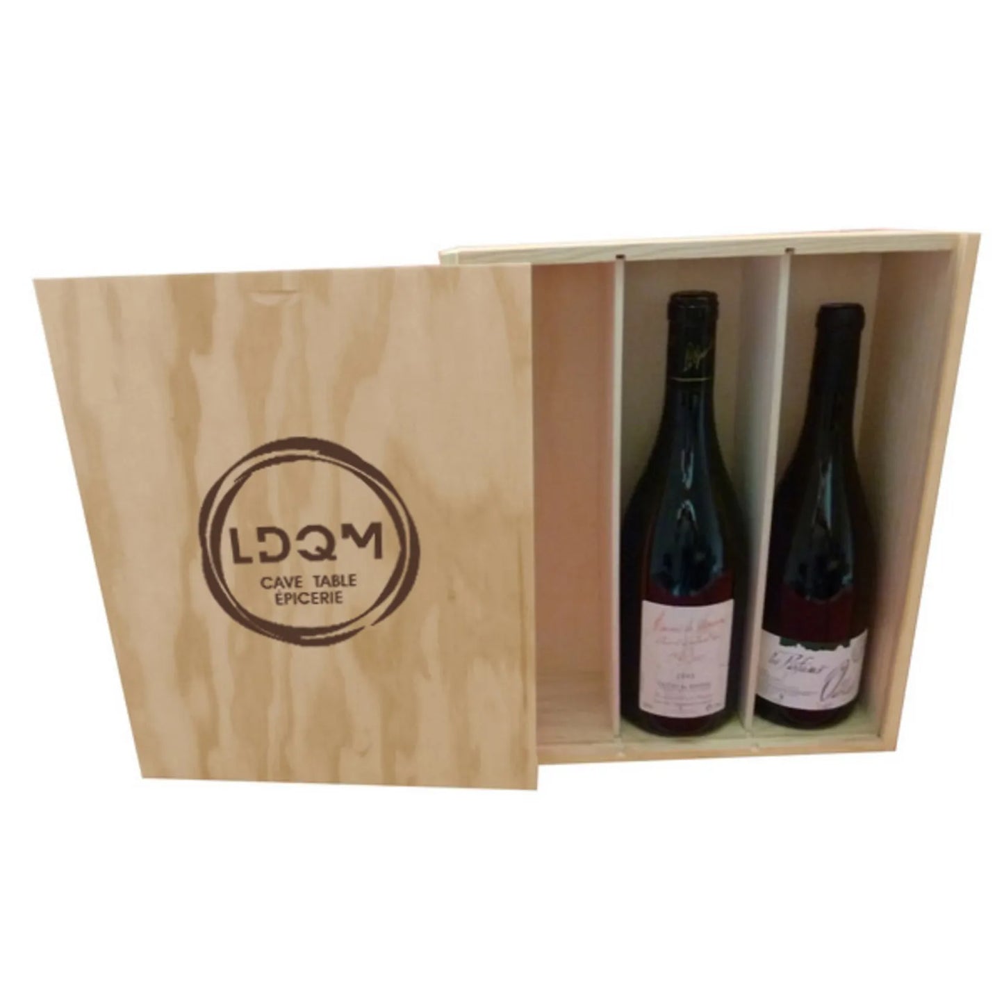 PERSO LDQM - Caisse Tradition bois de pin 3 bouteilles