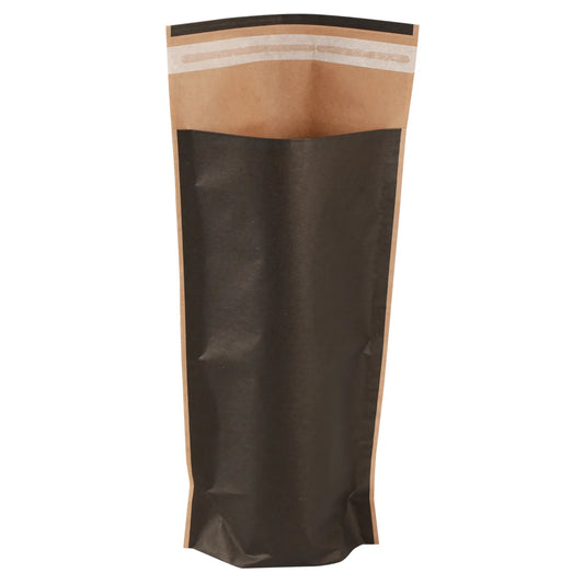 Durance black kraft paper pouch for 1 bottle with adhesive closure