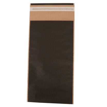 Pochette Durance papier kraft noir 1 bouteille fermeture adhésive