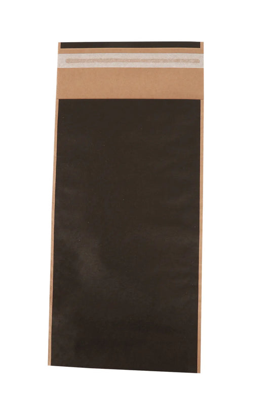 Durance black kraft paper pouch for 1 bottle with adhesive closure