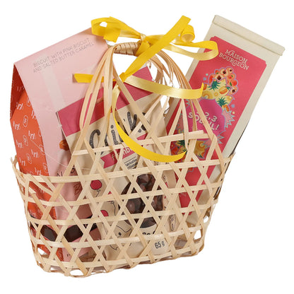 Lio openwork basket, natural bamboo, oval, 20x12x10/22cm