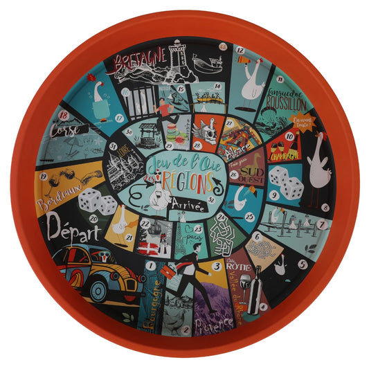 Plateau Viggo métal rond - Jeu de lOie des régions