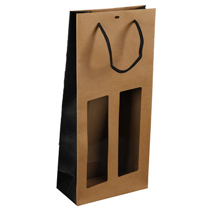 Elusa kraft paper bag with 2 PVC window bottles