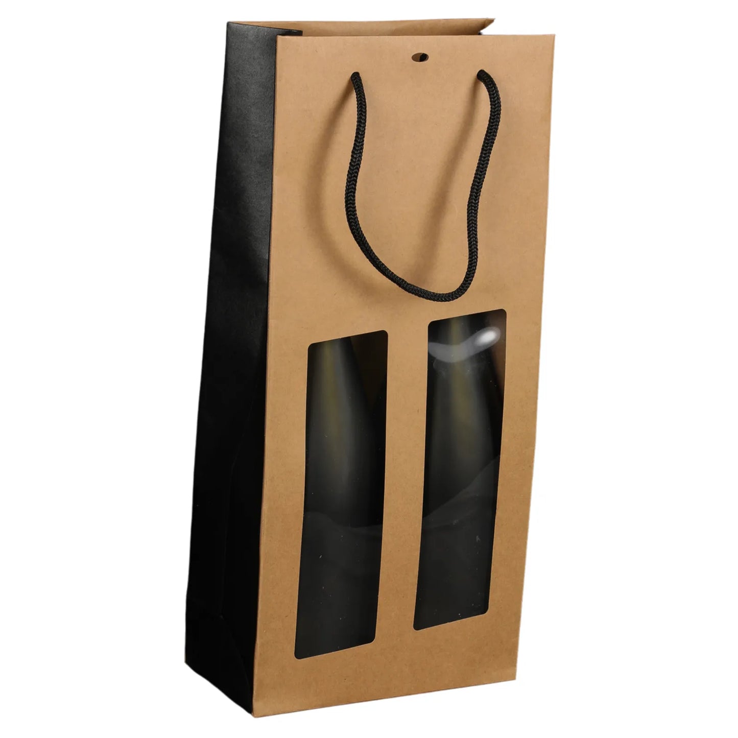 Elusa kraft paper bag with 2 PVC window bottles