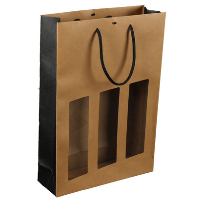 Elusa kraft paper bag with 3 PVC windows