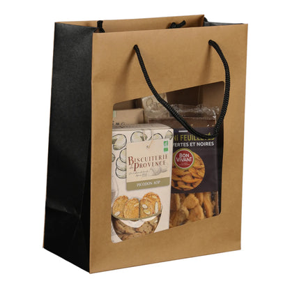 Elusa kraft paper bag, local produce, 22x11x28cm, PVC window