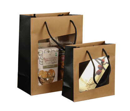 Elusa kraft paper bag, local produce, 22x11x28cm, PVC window