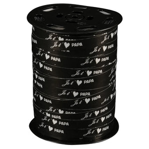 Black smooth satin ribbon - I love you Dad (10mm x 250m spool)