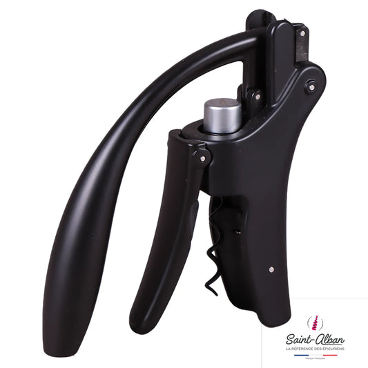 Dolcetto matte black metal lever corkscrew capsule cutter