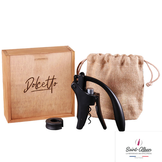 Dolcetto matte black metal lever corkscrew capsule cutter