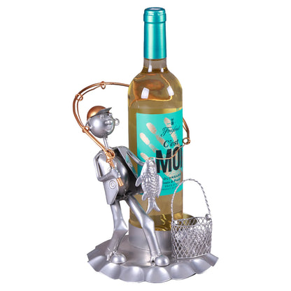 Support bouteille Félix métal gris/cuivre - Pêcheur sur capsule