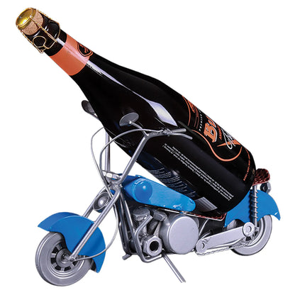 Support bouteille Félix métal bleu/gris/choco - Motard