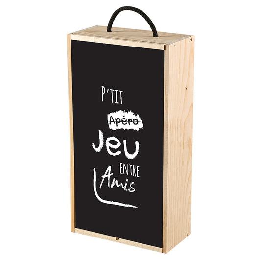 Coffret jeu Yao 1 bouteille bois couvercle noir 12 pièces - Ptit jeu dadresse
