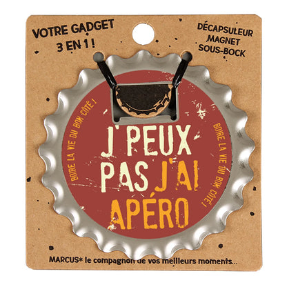 Décapsuleur 3 en 1 Marcus métal - Jpeux pas jai apéro