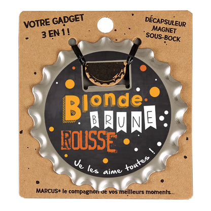 Décapsuleur 3 en 1 Marcus métal - Blonde Brune Rousse...