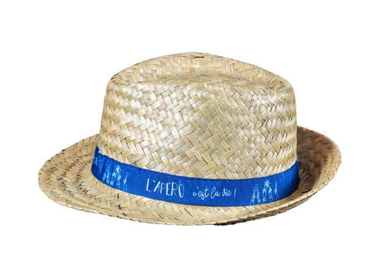 Ernest straw hat with blue/white band - Aperitif time is life!