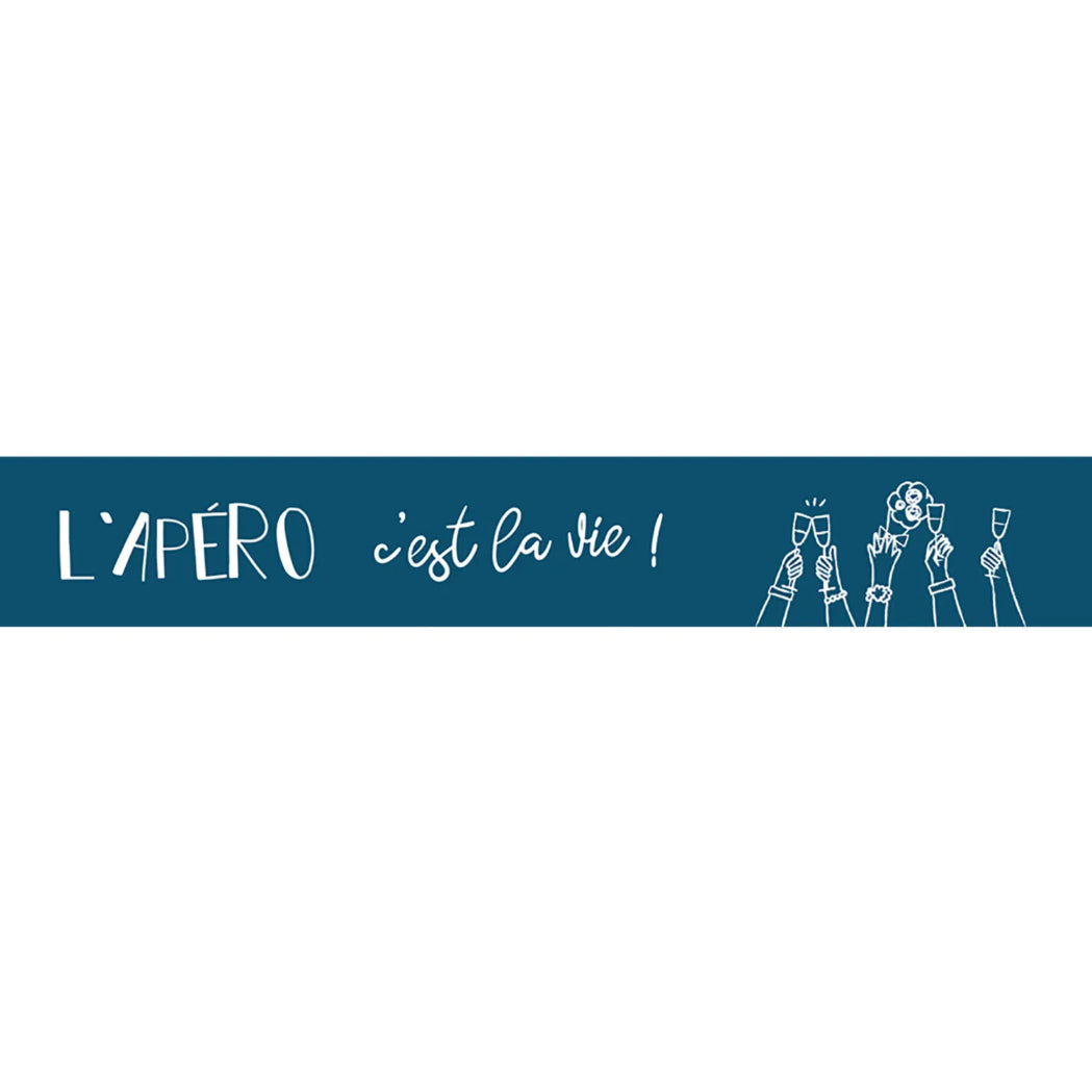 Chapeau Ernest paille bandeau bleu/blanc - Lapéro cest la vie !