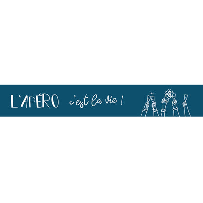 Chapeau Ernest paille bandeau bleu/blanc - Lapéro cest la vie !