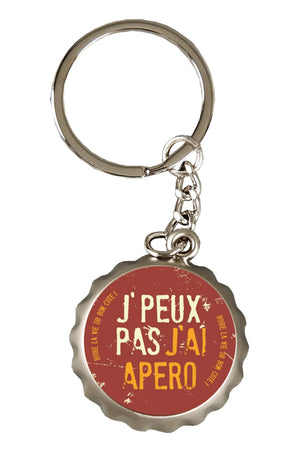 "Jpeux pas jai apéro" metal bottle opener keyring
