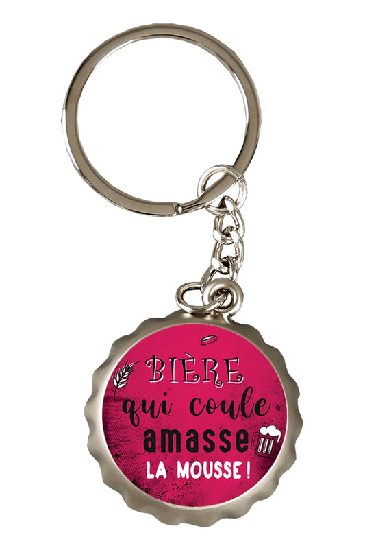 Porte-clé décapsuleur Ivo métal - Bière qui coule amasse la mousse