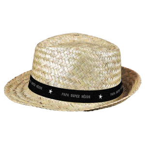 Ernest straw hat with black/white band - Superhero Dad