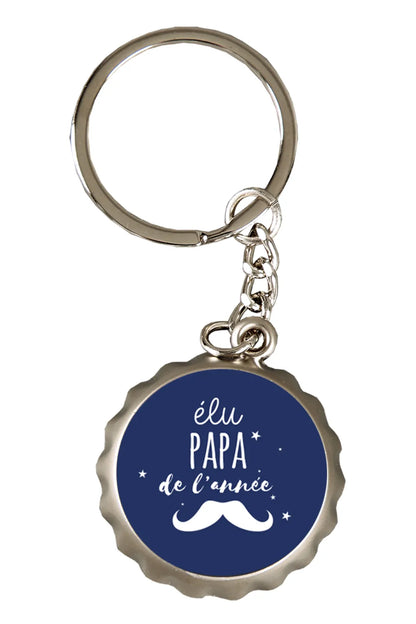 Porte-clé décapsuleur Ivo métal - Elu Papa de lannée
