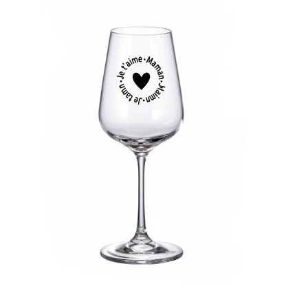 Verre de dégustation Perito 36cl sur pied décoré noir - Maman je taime