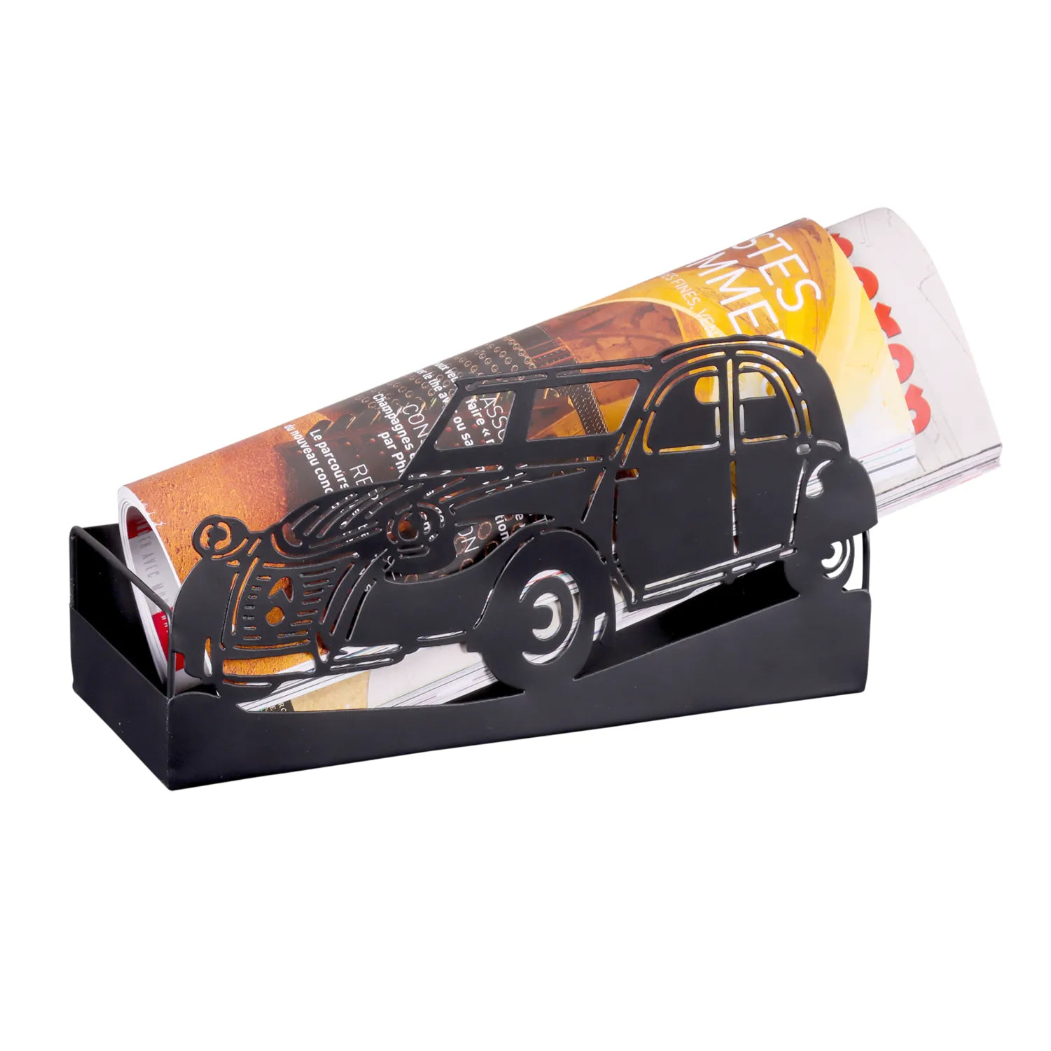 Support Oscar métal noir design 2CV 27x10x14.5cm