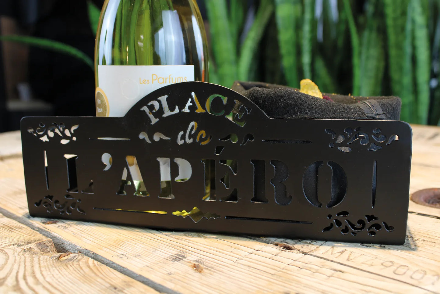 Support Oscar métal noir design Place de lapéro 27x10x11cm