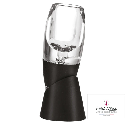 Translucent aerator/decanter with black base by Bill Saint Alban