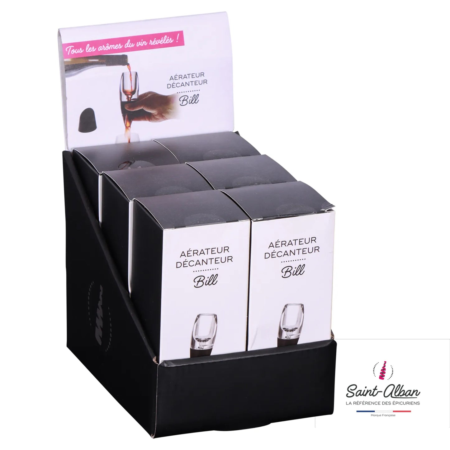 Aérateur/décanteur translucide socle noir Bill Saint Alban