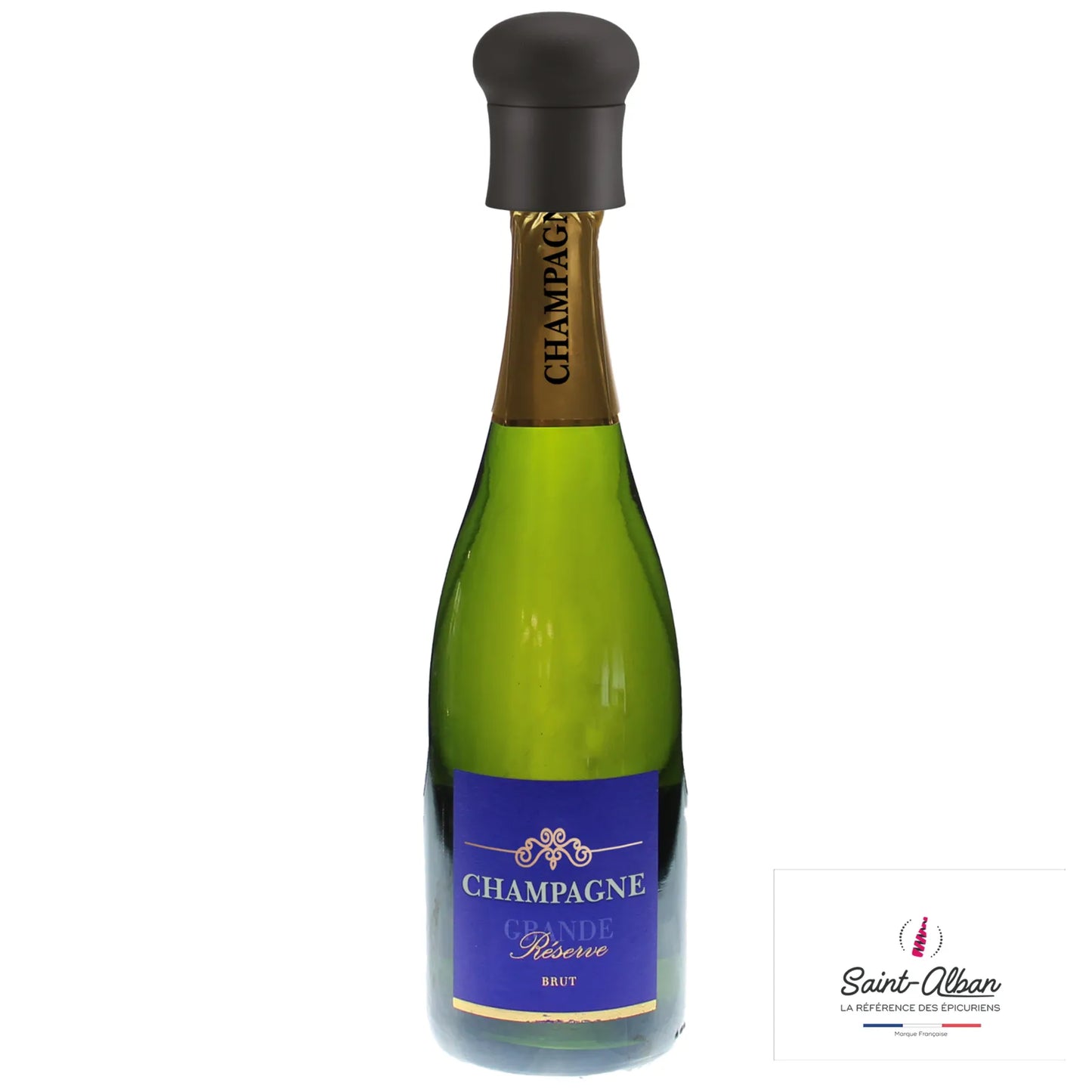 Leo black PVC wine/champagne expansion stopper from Saint Alban