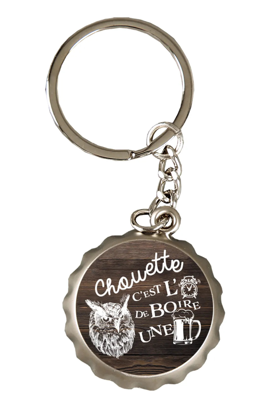 Porte-clé décapsuleur Ivo métal - Chouette cest lheure de boire une