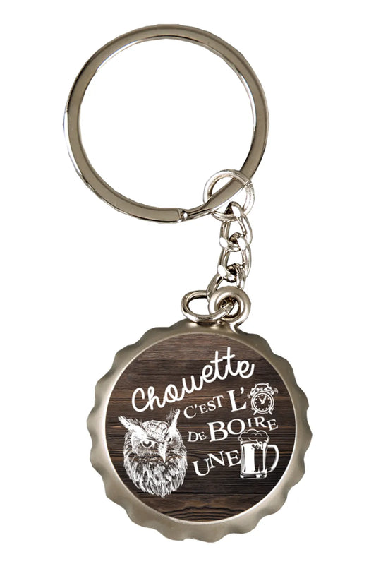 Porte-clé décapsuleur Ivo métal - Chouette cest lheure de boire une
