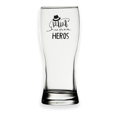 Bobby 45cl beer glass, decorated in black - Superhero Dad
