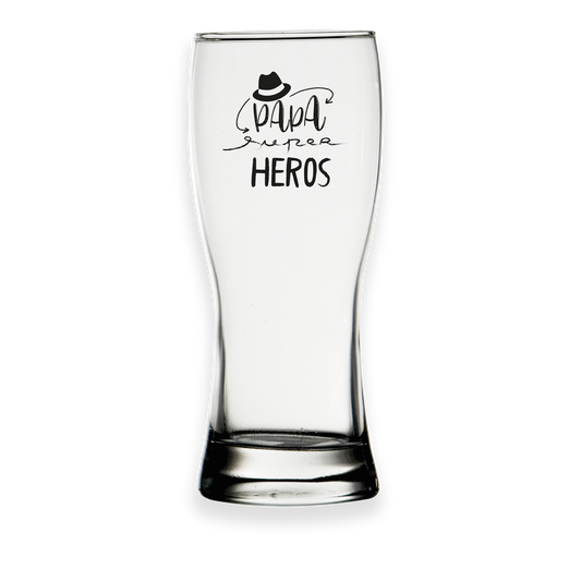 Verre à bière Bobby 37cl décoré noir - Papa Super Héros