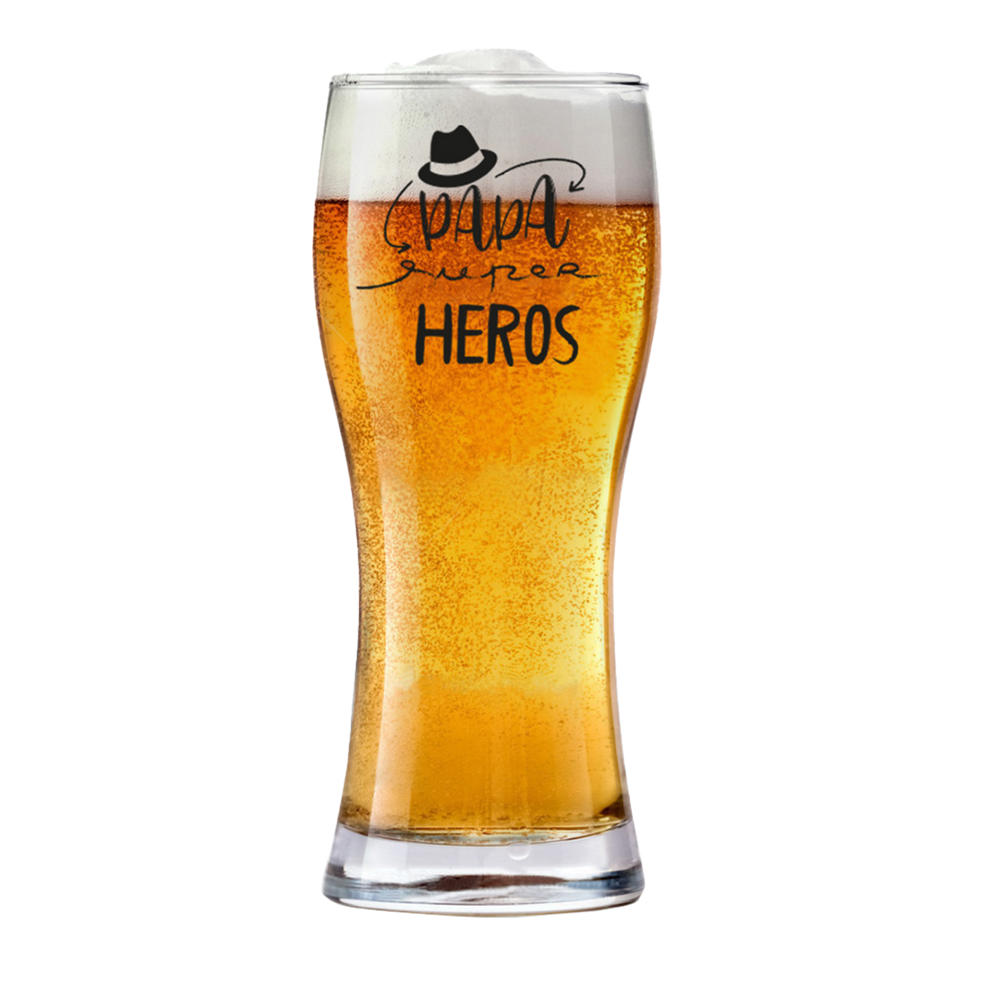 Bobby 45cl beer glass, decorated in black - Superhero Dad