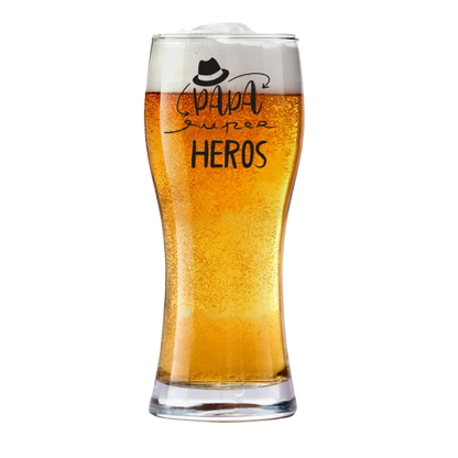 Bobby 45cl beer glass, decorated in black - Superhero Dad