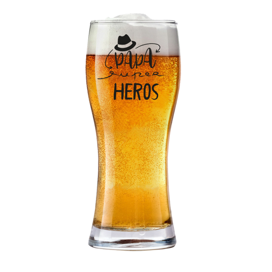 Verre à bière Bobby 37cl décoré noir - Papa Super Héros