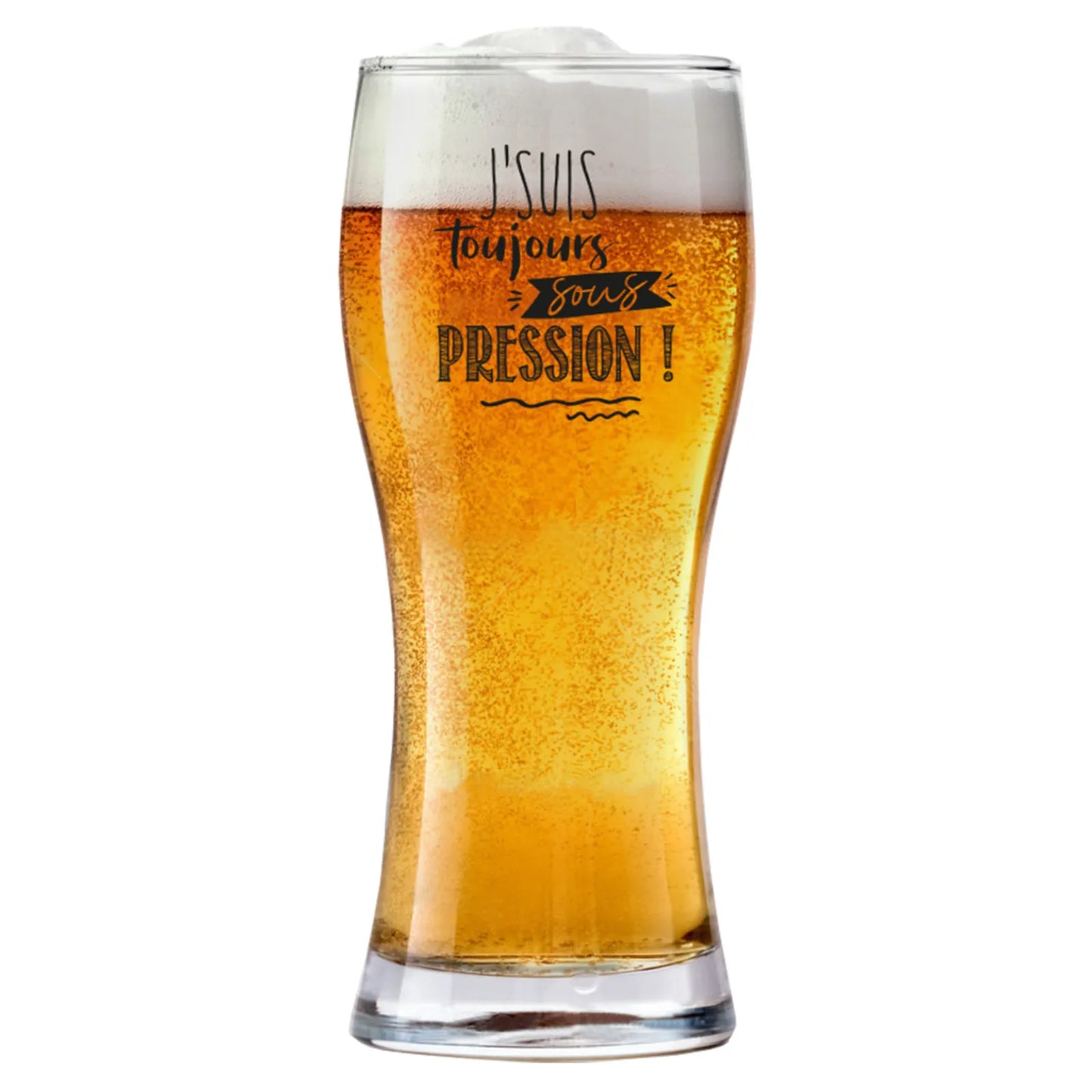 Verre à bière Bobby 37cl décoré noir - Jsuis toujours sous pression