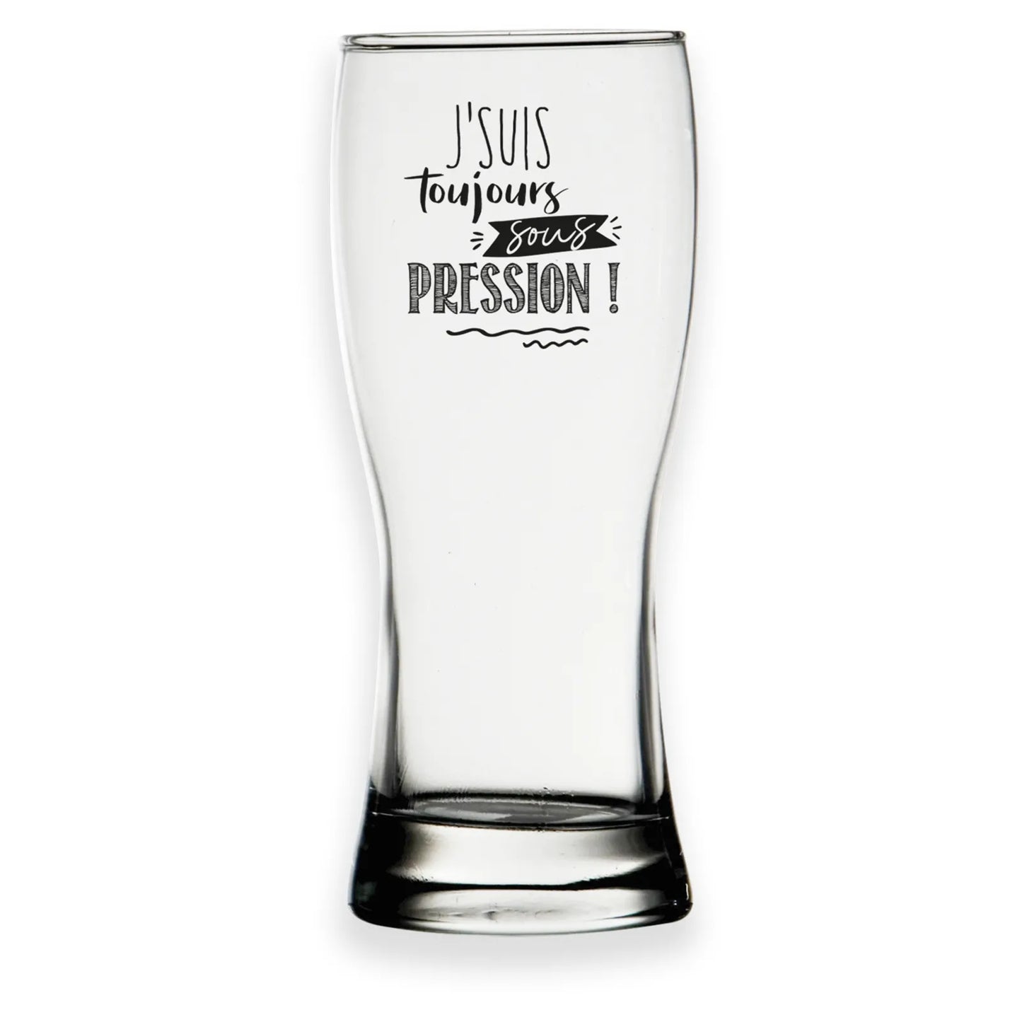 Verre à bière Bobby 37cl décoré noir - Jsuis toujours sous pression