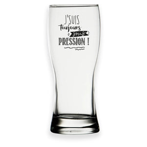 Verre à bière Bobby 37cl décoré noir - Jsuis toujours sous pression