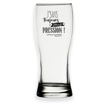 Verre à bière Bobby 37cl décoré noir - Jsuis toujours sous pression