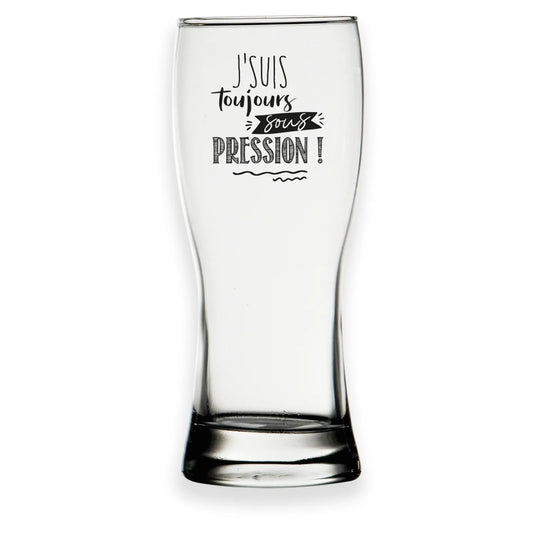 Verre à bière Bobby 37cl décoré noir - Jsuis toujours sous pression