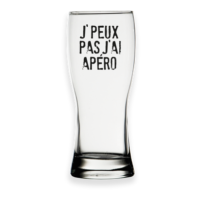 Bobby beer glass, 45cl, decorated black - I can't, I have drinks