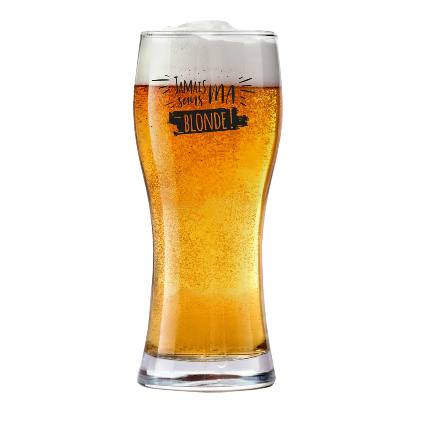 Verre à bière Bobby 37cl décoré noir - Jamais sans ma blonde