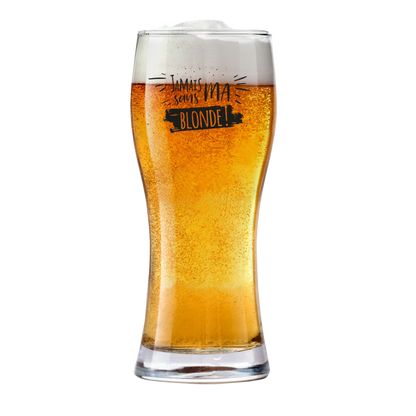 Verre à bière Bobby 37cl décoré noir - Jamais sans ma blonde