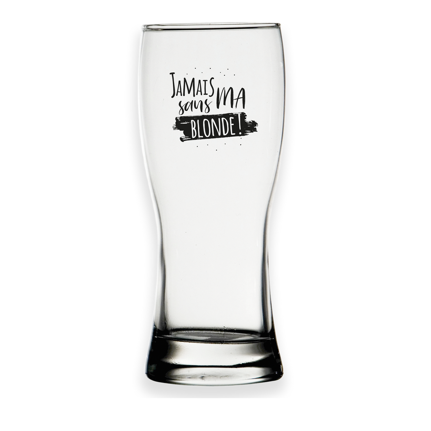 Verre à bière Bobby 37cl décoré noir - Jamais sans ma blonde
