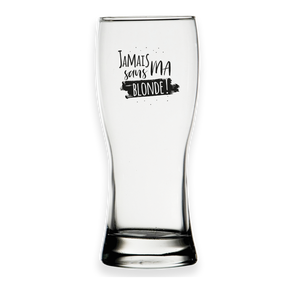 Verre à bière Bobby 37cl décoré noir - Jamais sans ma blonde