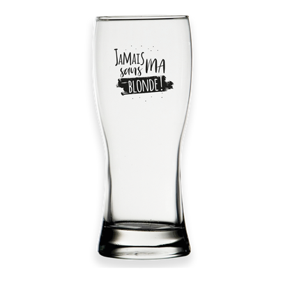Verre à bière Bobby 37cl décoré noir - Jamais sans ma blonde